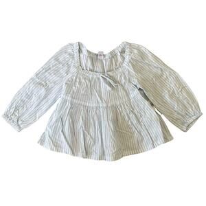 NWT Old Navy Long Sleeve Square Neck Blouse Stripped Light Blue and White 5